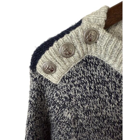 Talbots Women's A-Line Sweater Dress Large Marled Blue Gray Colorblock Academia - Picture 3 of 6